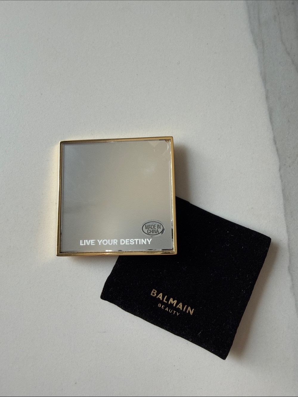 Balmain Square Compact Mirror in Gold and Black
